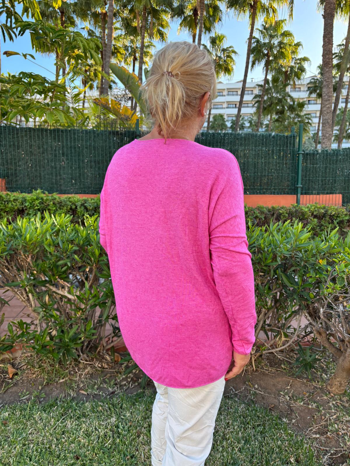 Kevyt sydän neule  pinkki