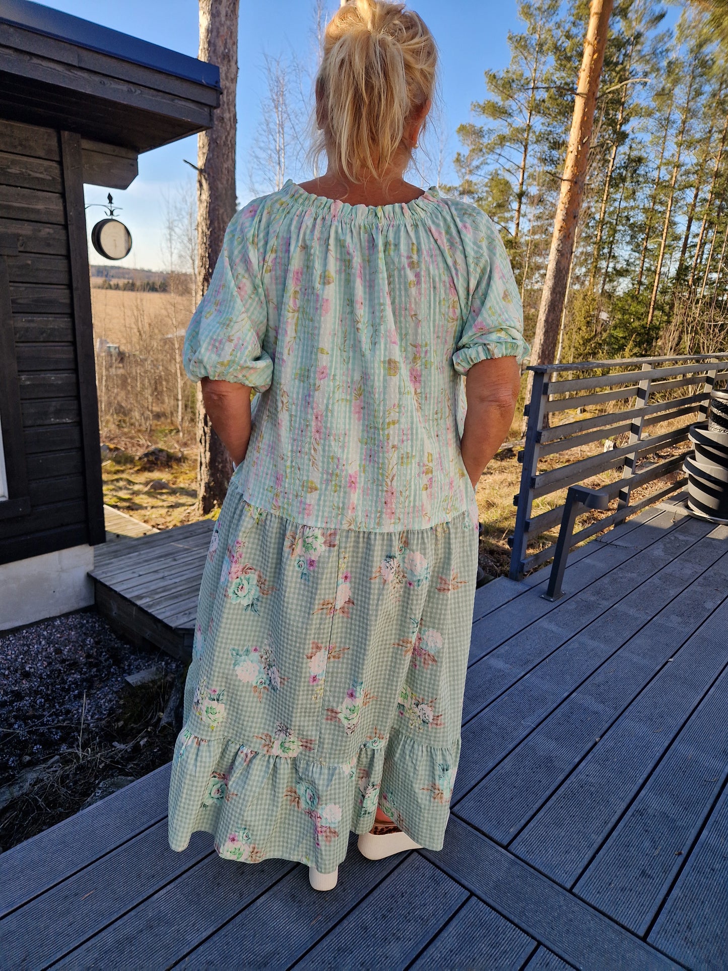 Söpö puuvillamekko  vihreä
