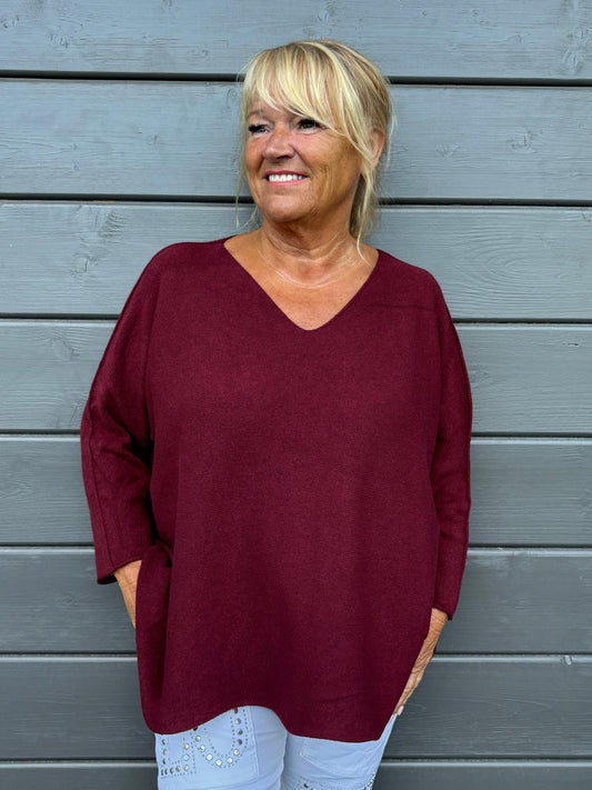 Reilumpi neule viininpunainen