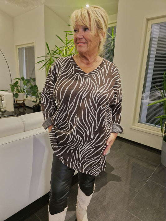 Plussize tunika ruskea